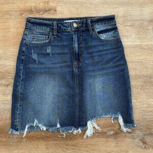 CELLO Women's Medium Distressed Cut Off Western Line Dancing Denim Jean Skirt